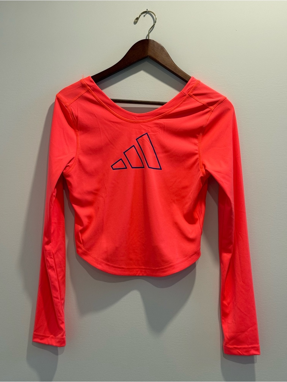 Adidas Neon Coral Long Sleeve Crop Top